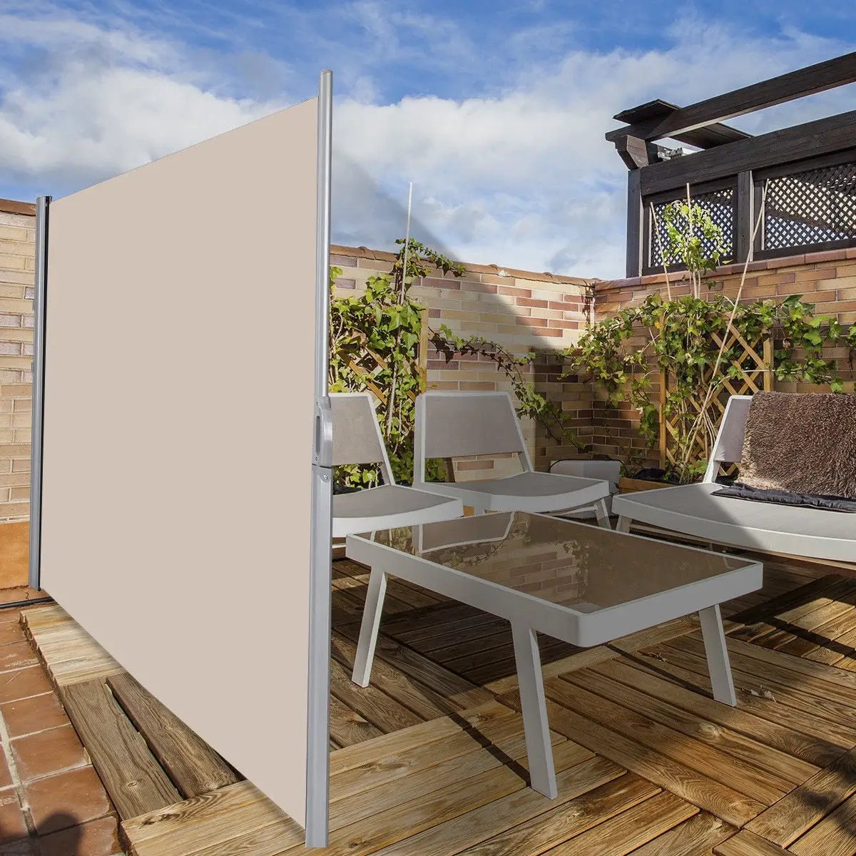 118.5 x 71 Inch Patio Retractable Folding Side Awning Screen by DirectDeals