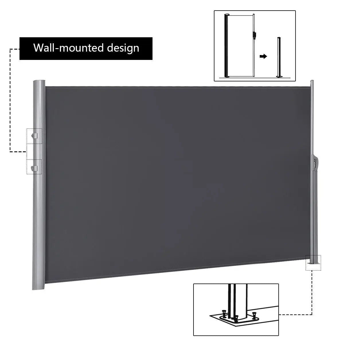 118.5 x 63 Inch Patio Retractable Folding Side Awning Screen Privacy Divider by DirectDeals
