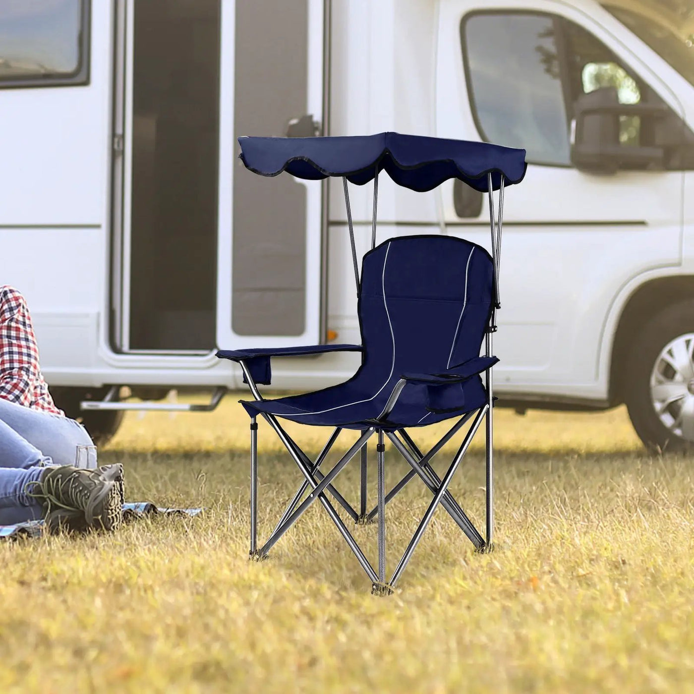 Portable Folding Beach Canopy Chair with Cup Holders by DirectDeals