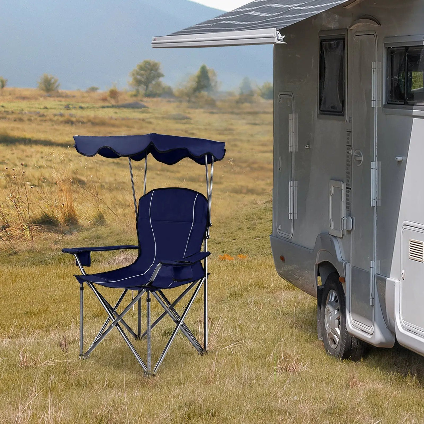 Portable Folding Beach Canopy Chair with Cup Holders by DirectDeals