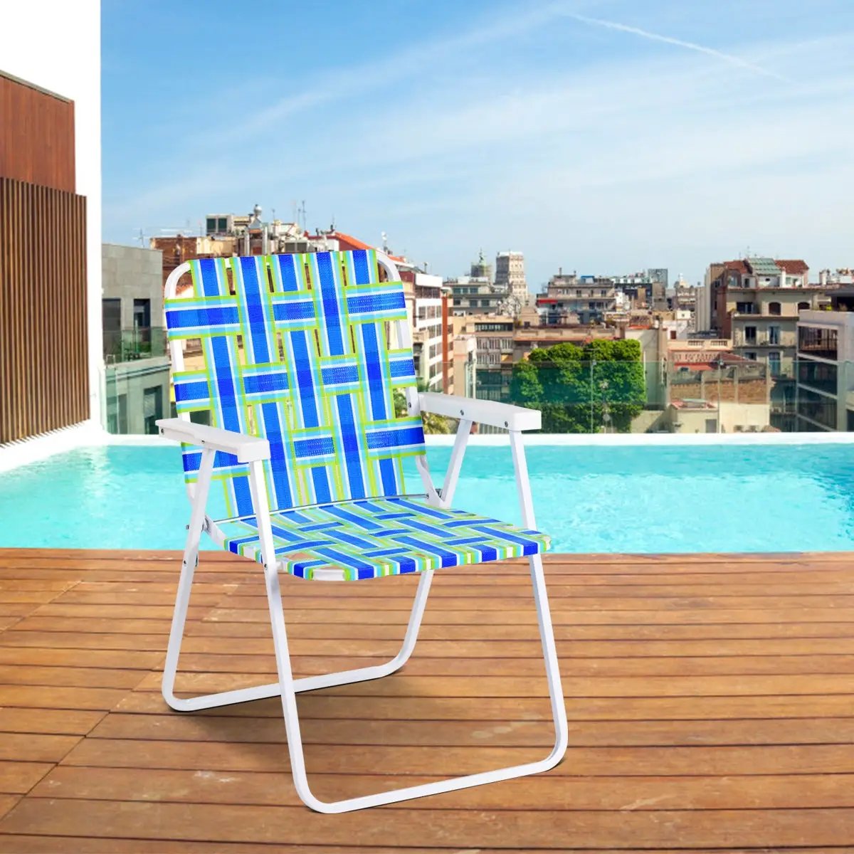 6 Pieces Folding Beach Chair Camping Lawn Webbing Chair by DirectDeals