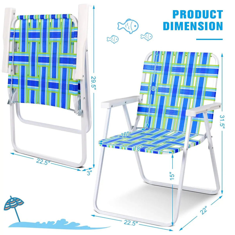 6 Pieces Folding Beach Chair Camping Lawn Webbing Chair by DirectDeals