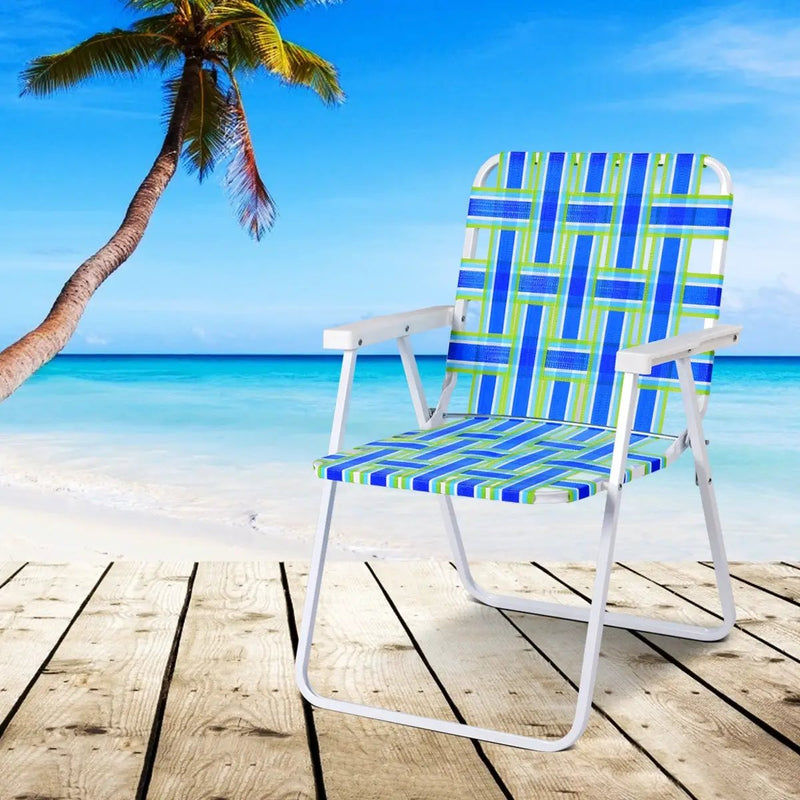 6 Pieces Folding Beach Chair Camping Lawn Webbing Chair by DirectDeals