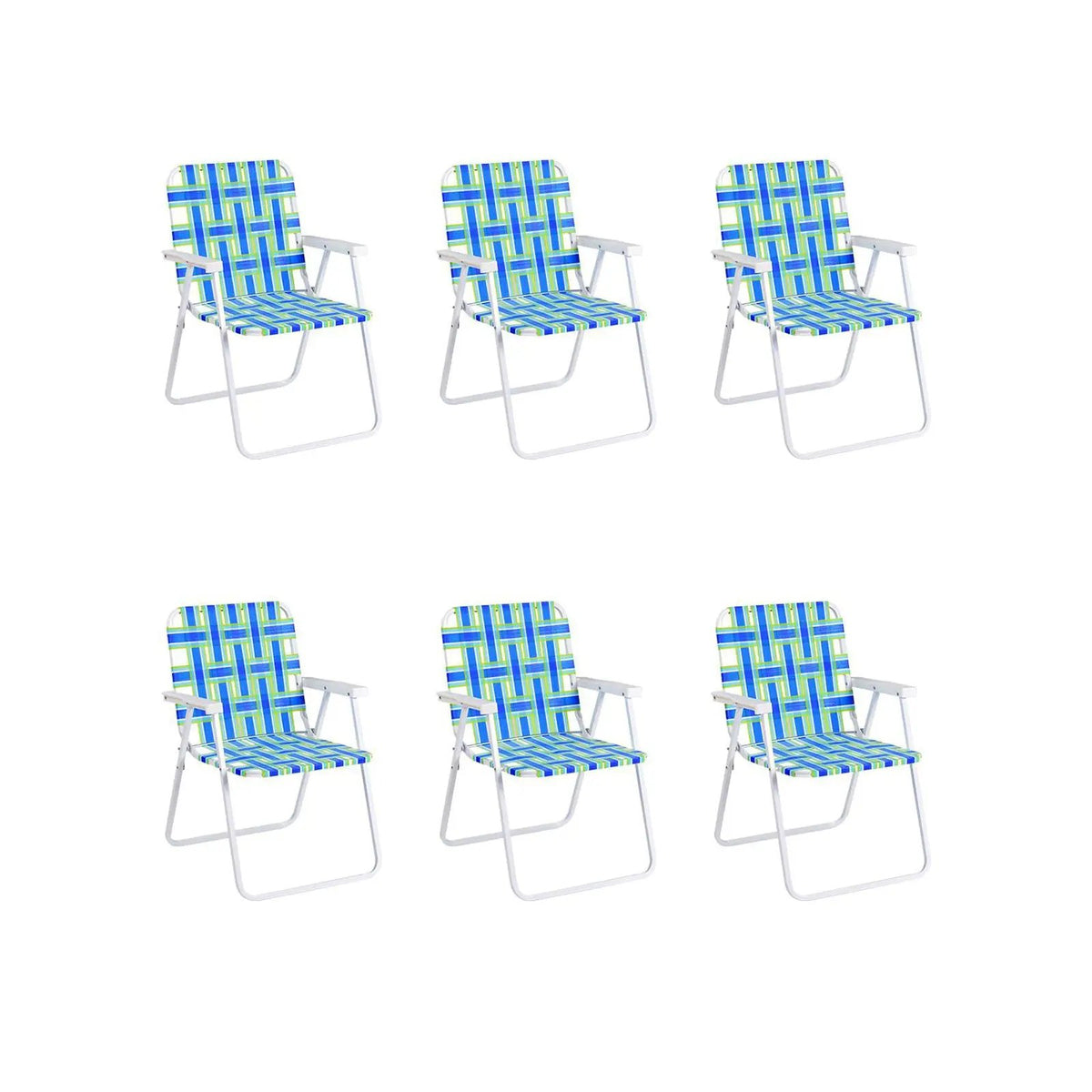 6 Pieces Folding Beach Chair Camping Lawn Webbing Chair by DirectDeals