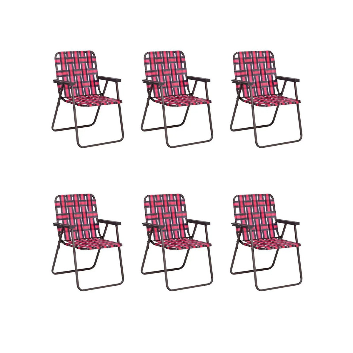 6 Pieces Folding Beach Chair Camping Lawn Webbing Chair by DirectDeals