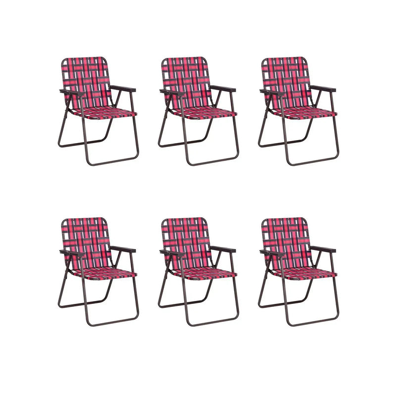 6 Pieces Folding Beach Chair Camping Lawn Webbing Chair by DirectDeals