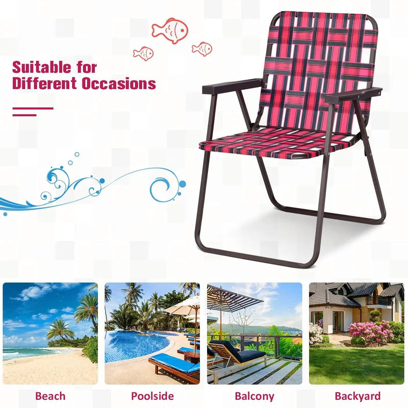 6 Pieces Folding Beach Chair Camping Lawn Webbing Chair by DirectDeals