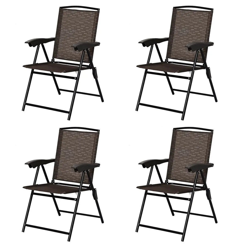 4 Pieces Folding Dining Chairs with Smooth Armrests and Sling Back by DirectDeals