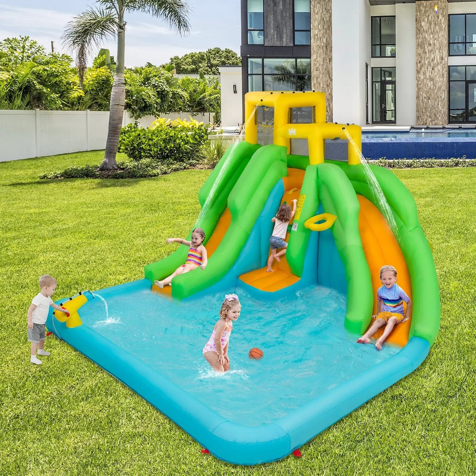 Kids Inflatable Water Park Bounce House with 480W Blower by DirectDeals