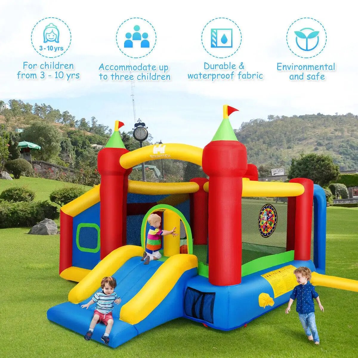 Inflatable Bounce House Kids Slide Jumping Castle without Blower by DirectDeals