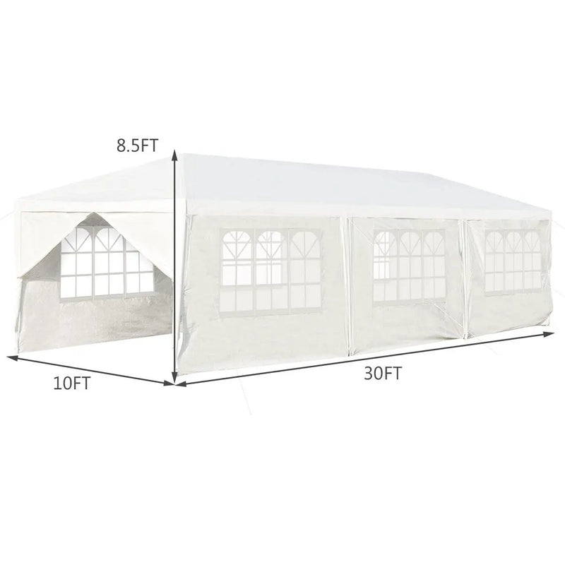 10 x 30 Feet Outdoor Canopy Tent with 6 Removable Sidewalls and 2 Doorways-White by DirectDeals