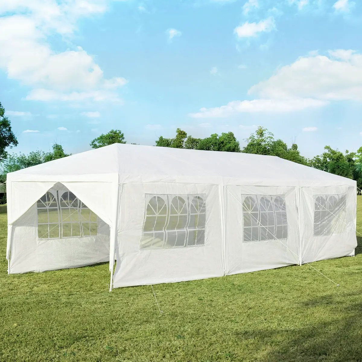 10 x 30 Feet Outdoor Canopy Tent with 6 Removable Sidewalls and 2 Doorways-White by DirectDeals