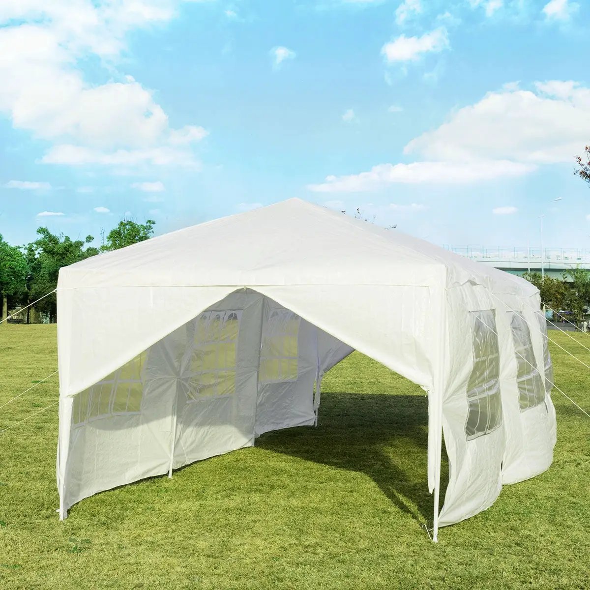 10 x 30 Feet Outdoor Canopy Tent with 6 Removable Sidewalls and 2 Doorways-White by DirectDeals