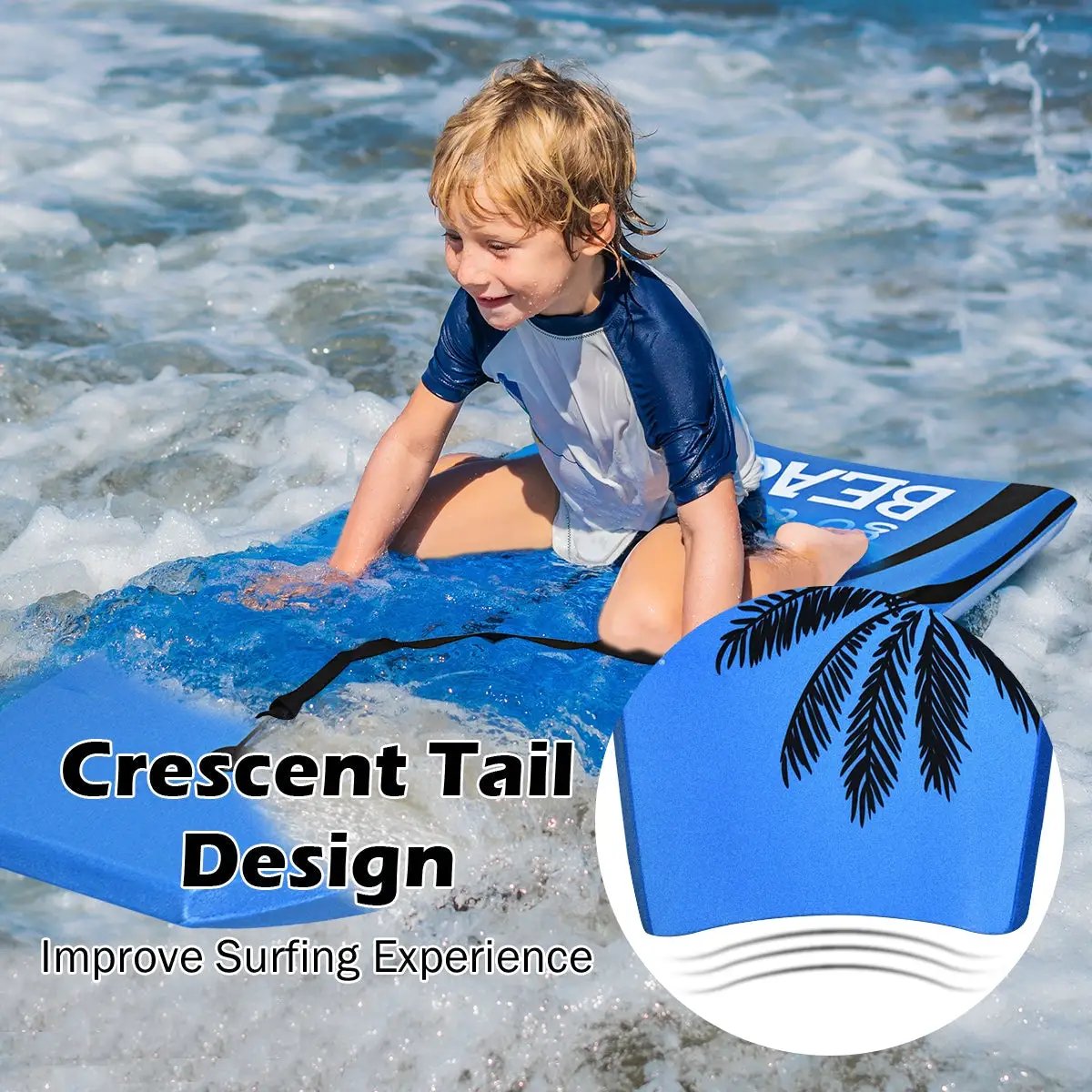 Super Lightweight Bodyboard Surfing with Leash EPS Core Boarding by DirectDeals