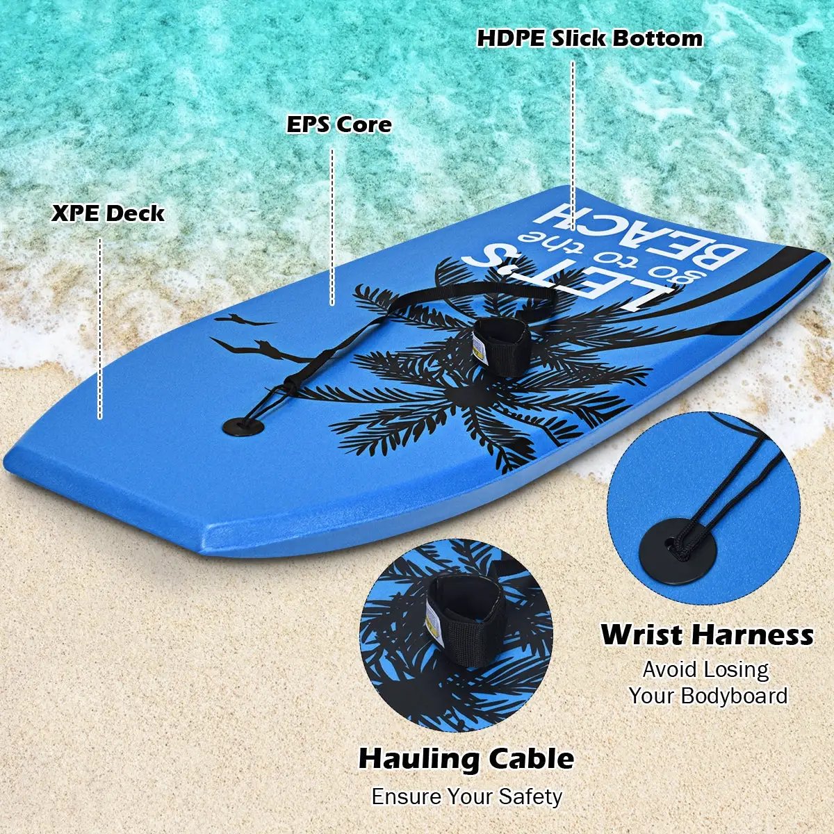 Super Lightweight Bodyboard Surfing with Leash EPS Core Boarding by DirectDeals