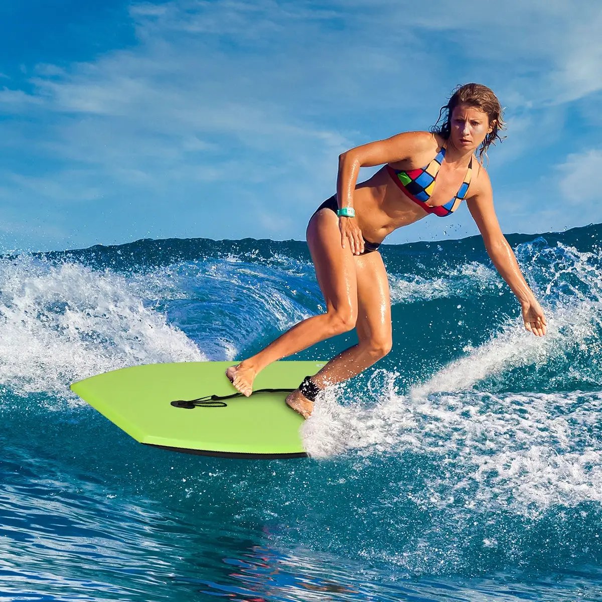 Super Surfing Lightweight Bodyboard with Leash by DirectDeals