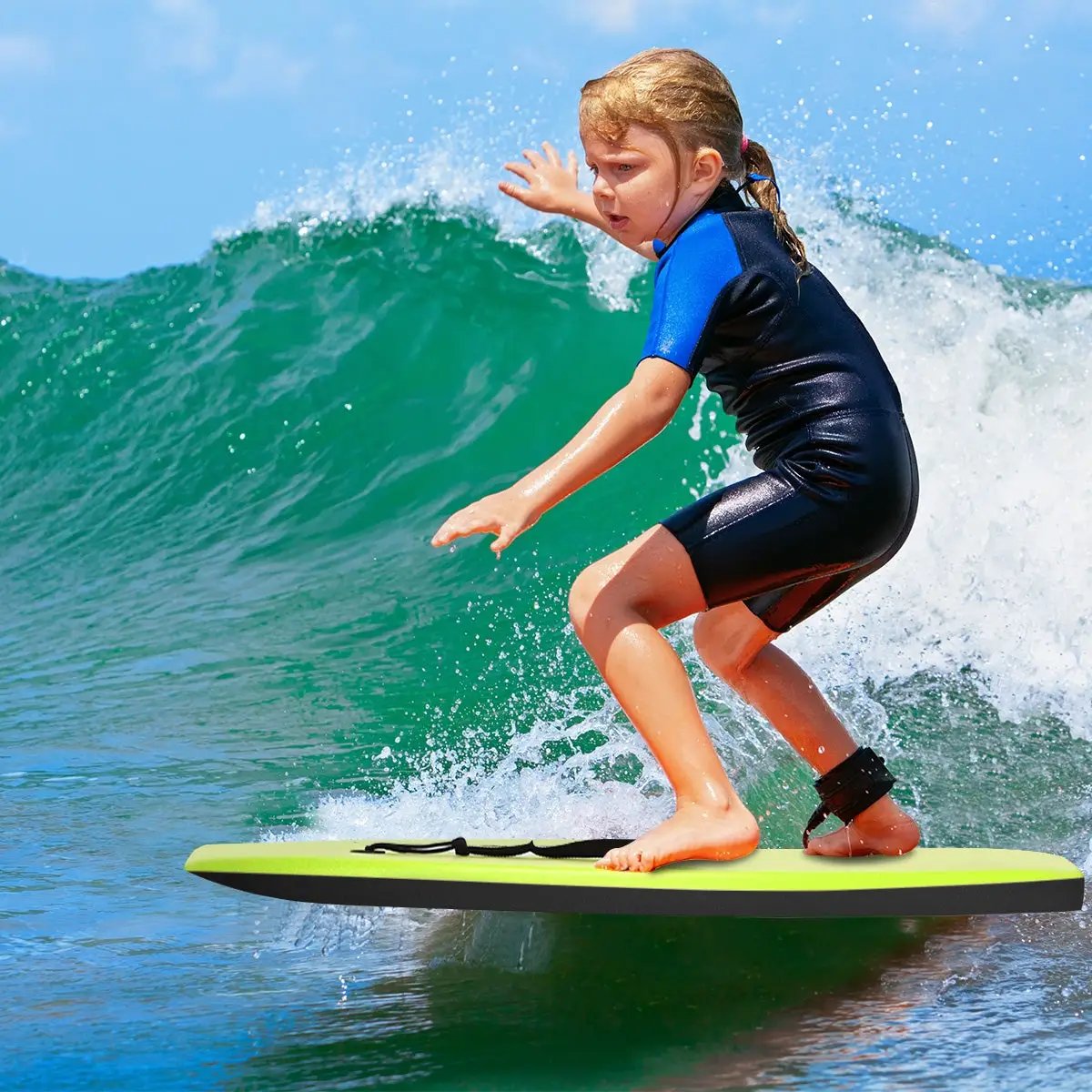 Super Surfing Lightweight Bodyboard with Leash by DirectDeals