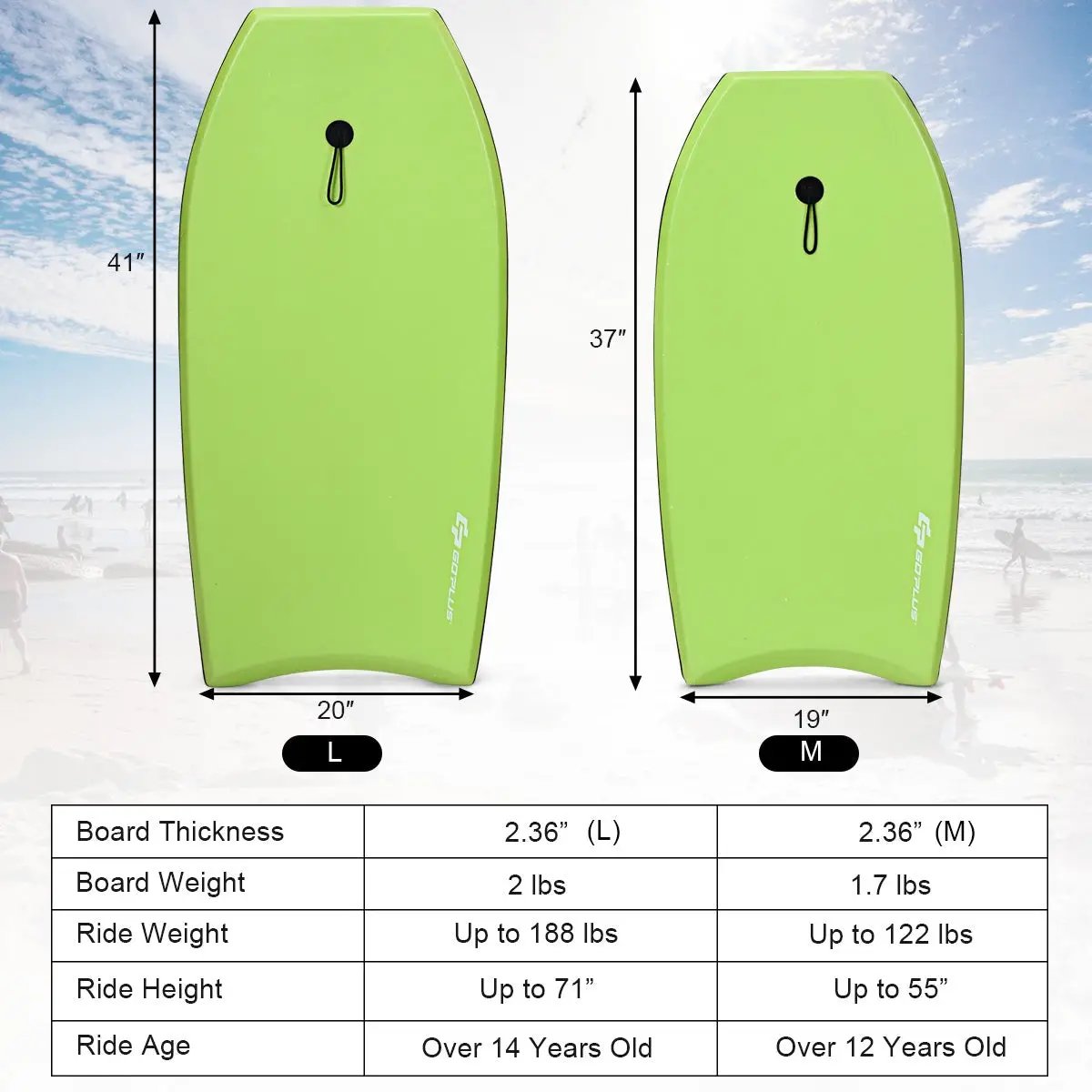 Super Surfing Lightweight Bodyboard with Leash by DirectDeals
