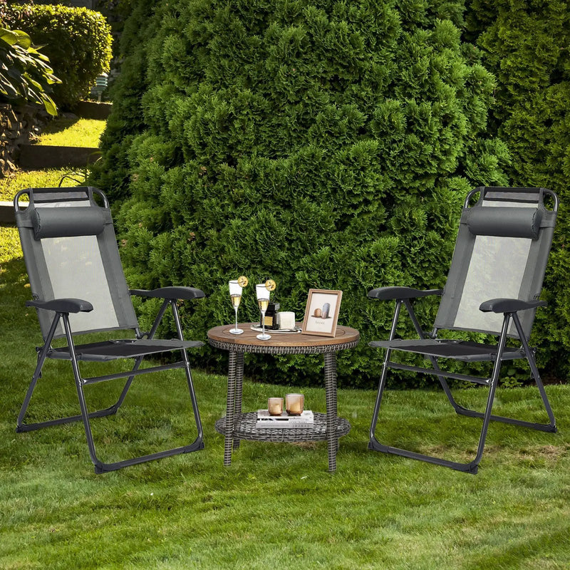 2 Pieces Patio Adjustable Folding Recliner Chairs with 7 Level Adjustable Backrest by DirectDeals