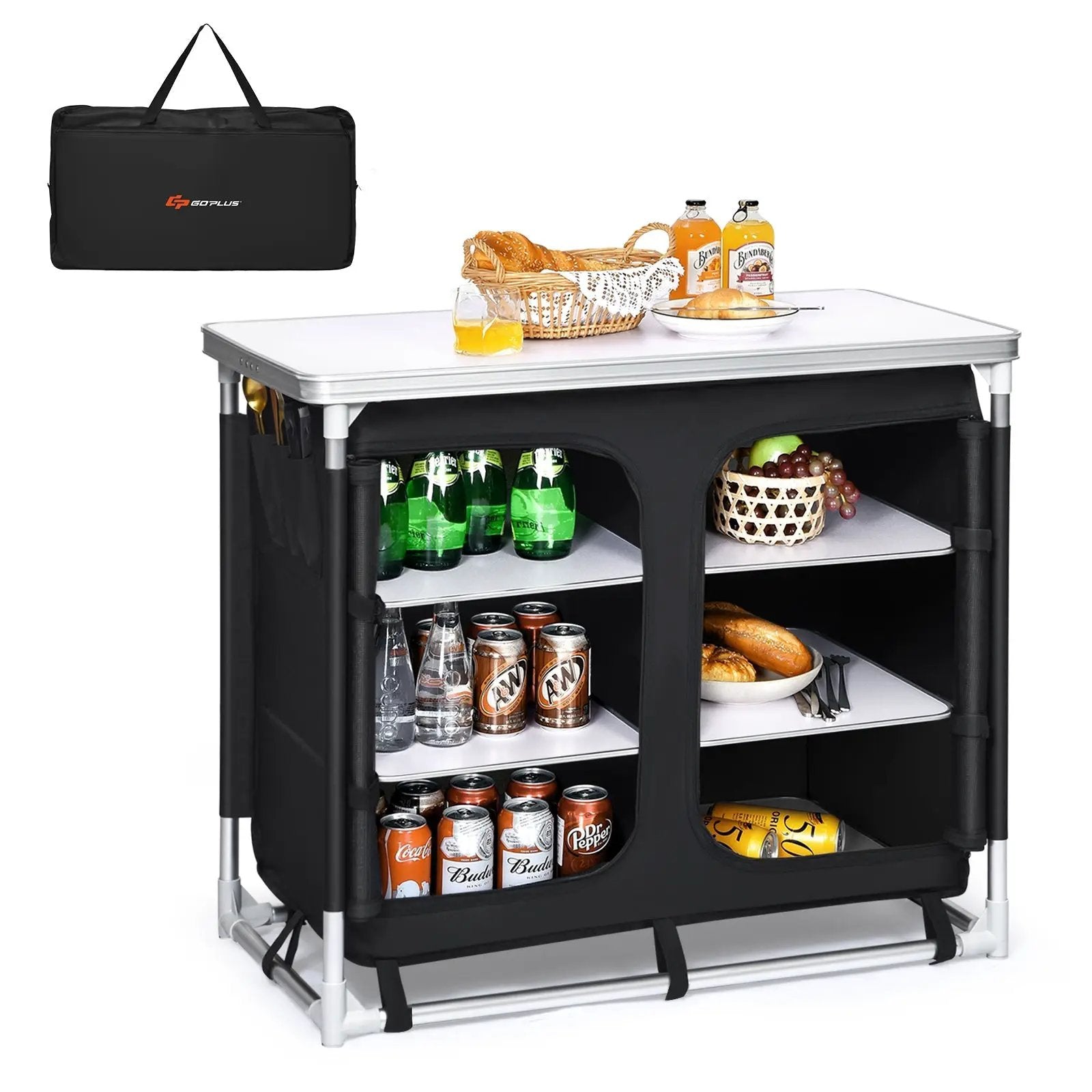 Outdoor Camping Cooking Table with Storage Organizer by DirectDeals