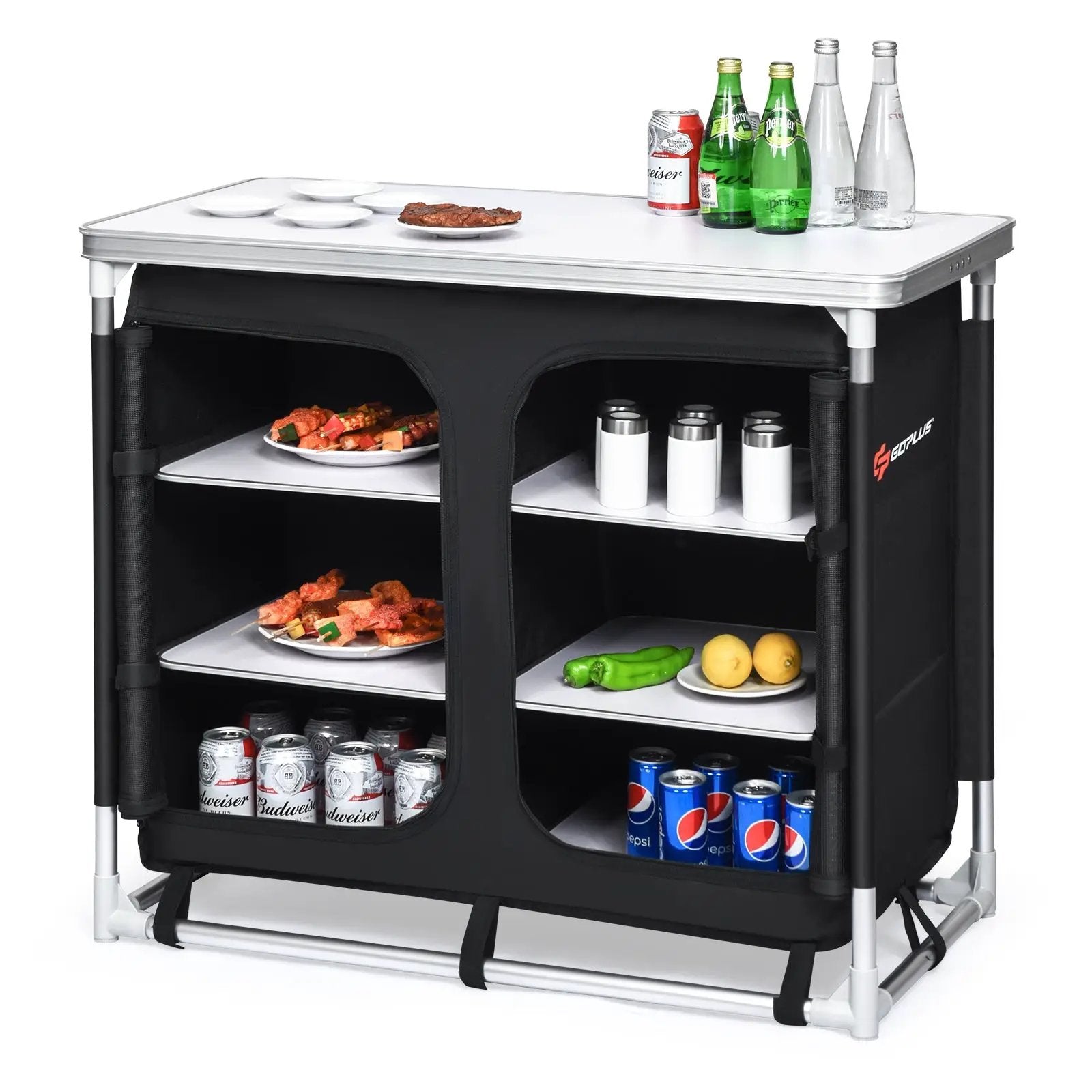 Outdoor Camping Cooking Table with Storage Organizer by DirectDeals