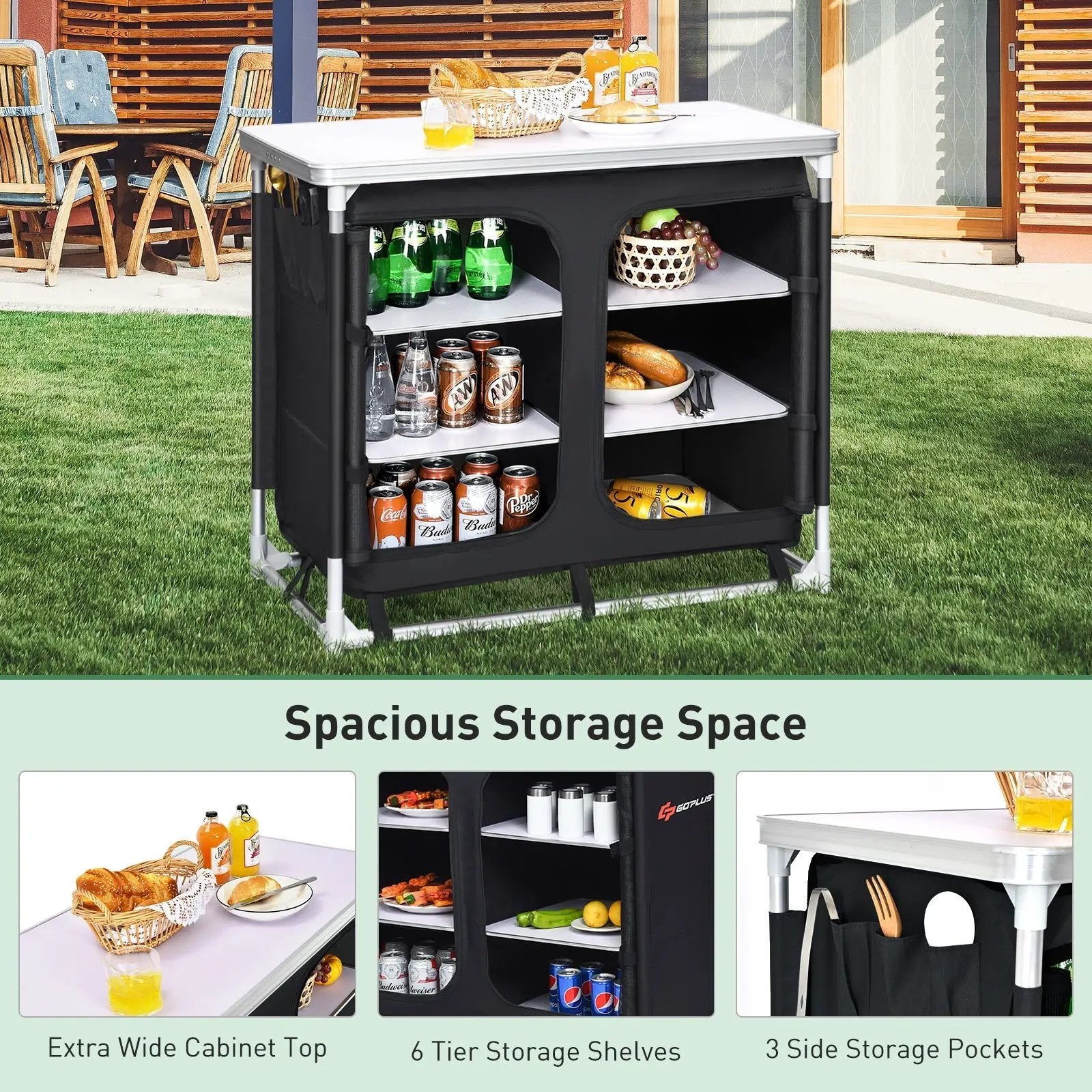 Outdoor Camping Cooking Table with Storage Organizer by DirectDeals