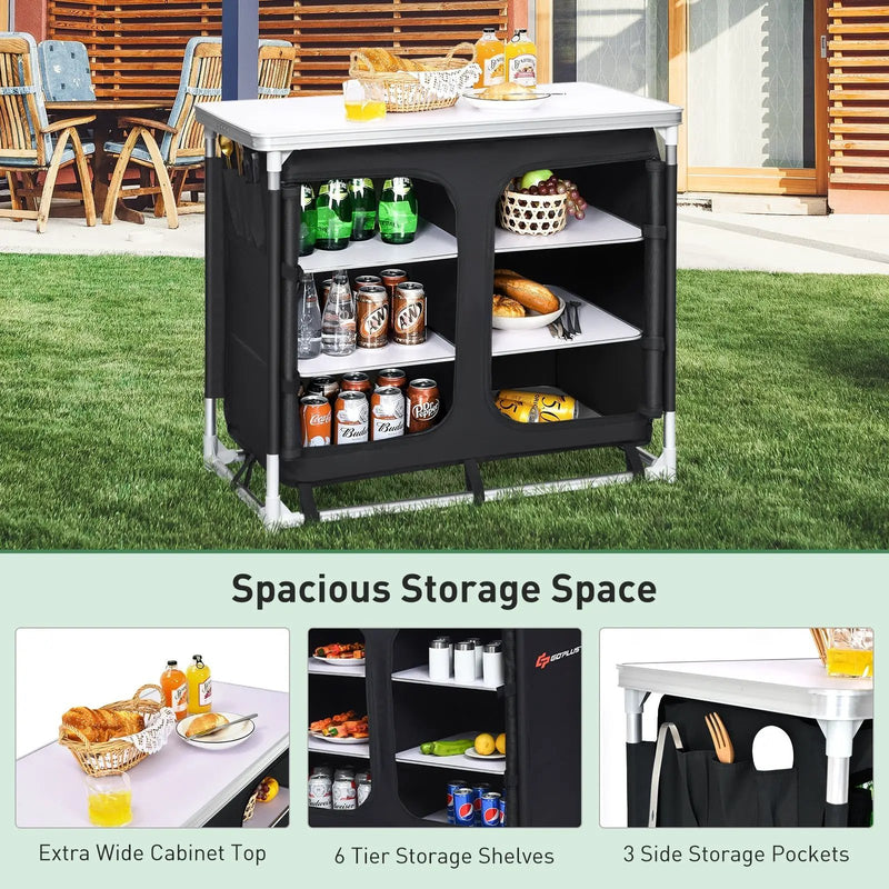 Outdoor Camping Cooking Table with Storage Organizer by DirectDeals