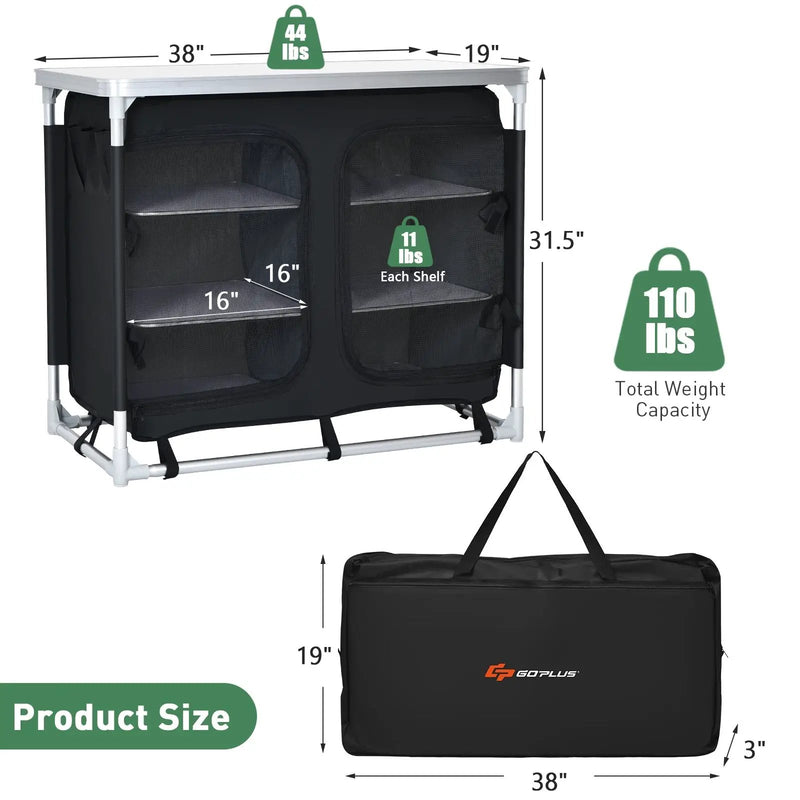 Outdoor Camping Cooking Table with Storage Organizer by DirectDeals