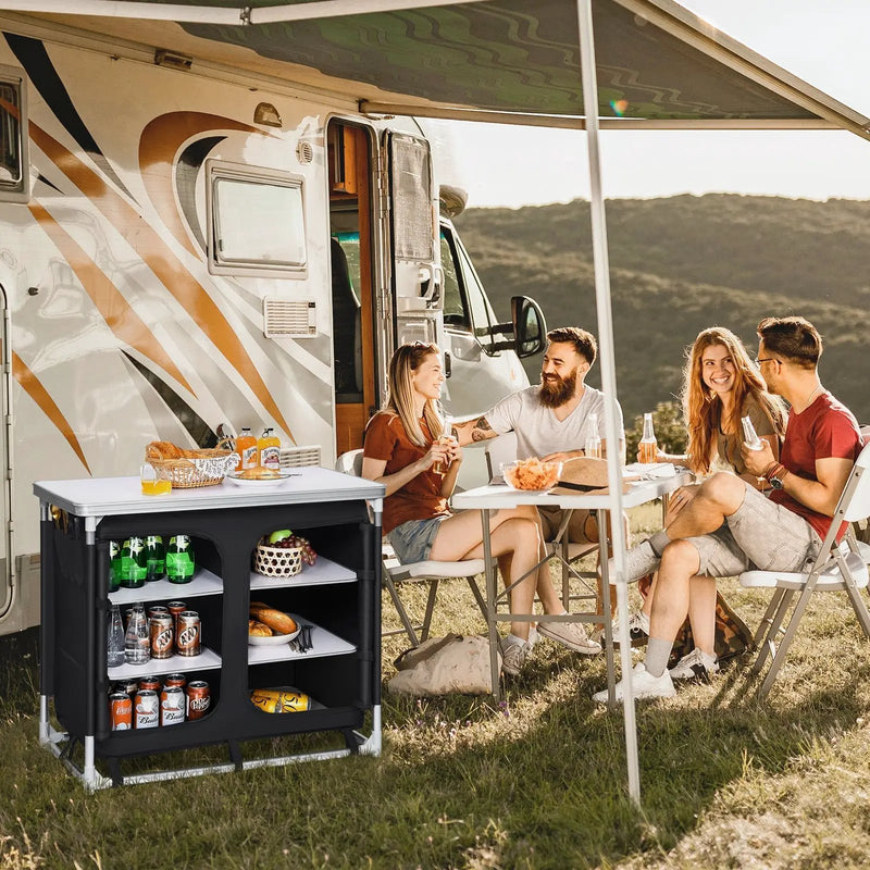 Outdoor Camping Cooking Table with Storage Organizer by DirectDeals