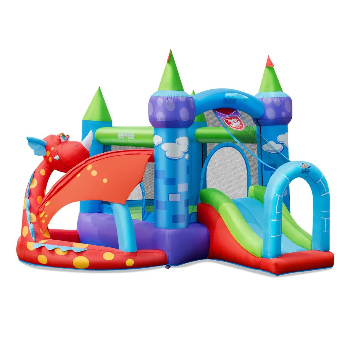 Kids Inflatable Bounce House Dragon Jumping Slide Bouncer Castle with 740W Blower by DirectDeals