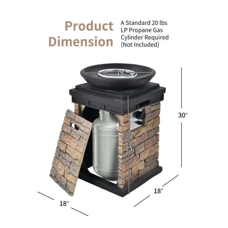 40000BTU Outdoor Propane Burning Fire Bowl Column Realistic Look Firepit Heater by DirectDeals