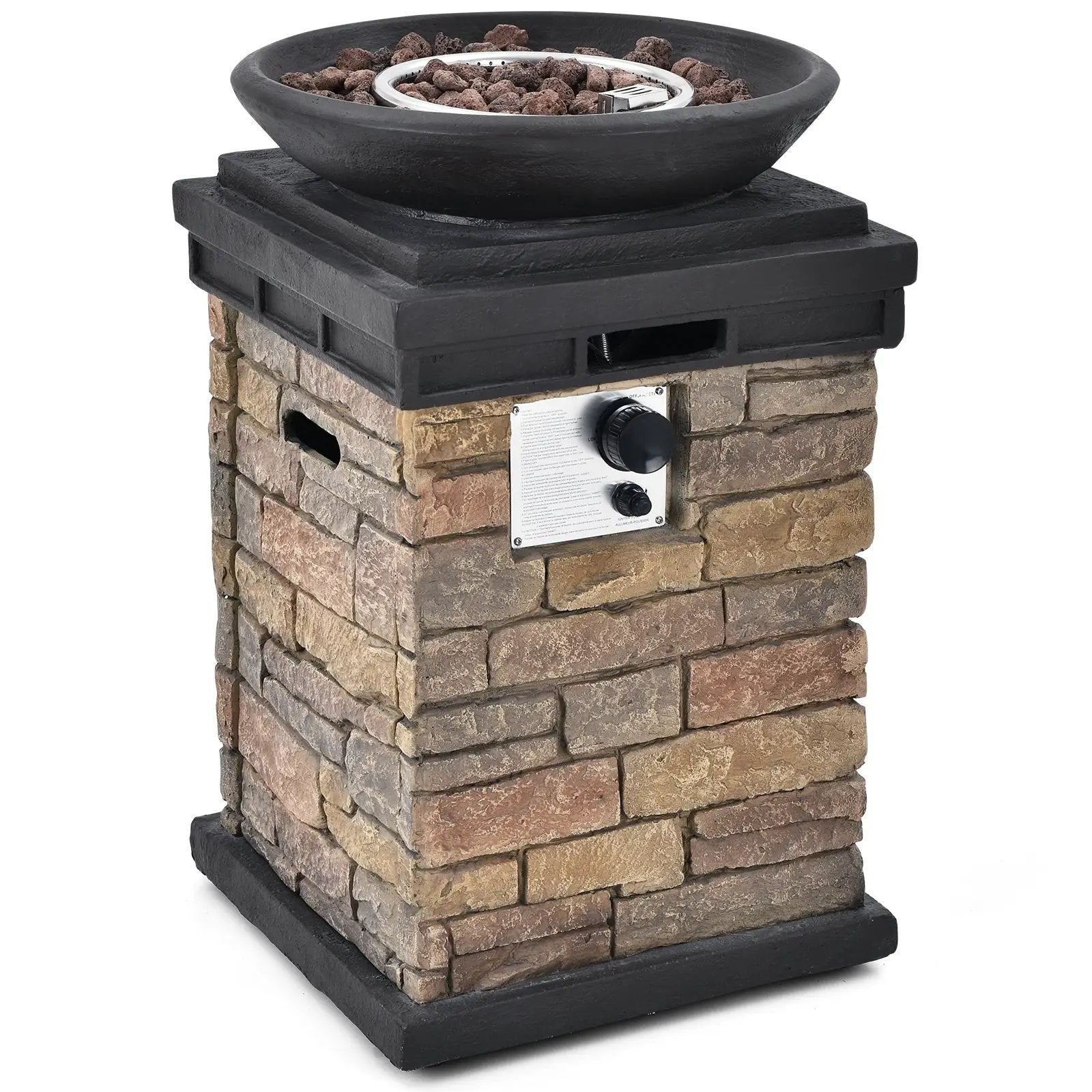 40000BTU Outdoor Propane Burning Fire Bowl Column Realistic Look Firepit Heater by DirectDeals