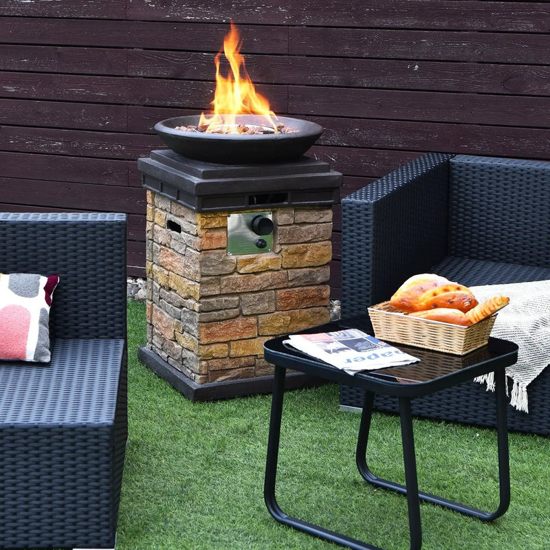 40000BTU Outdoor Propane Burning Fire Bowl Column Realistic Look Firepit Heater by DirectDeals