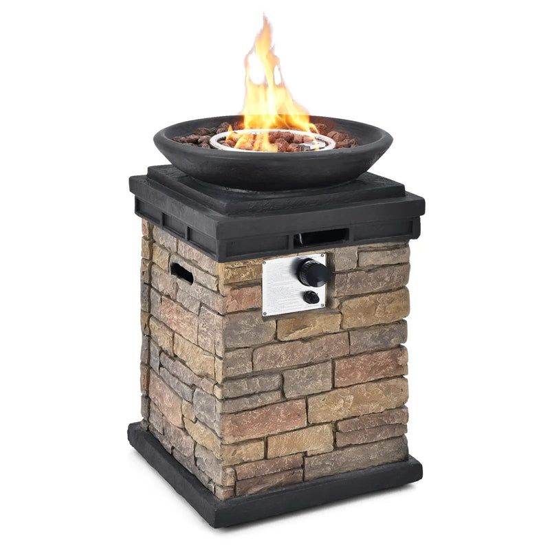 40000BTU Outdoor Propane Burning Fire Bowl Column Realistic Look Firepit Heater by DirectDeals