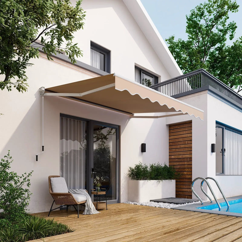 8 x 6.6 Feet Patio Retractable Awning with Manual Crank Handle by DirectDeals