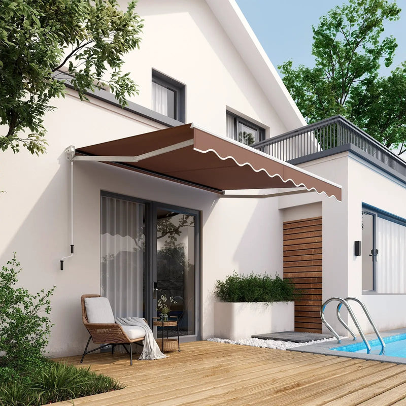 8 x 6.6 Feet Patio Retractable Awning with Manual Crank Handle by DirectDeals