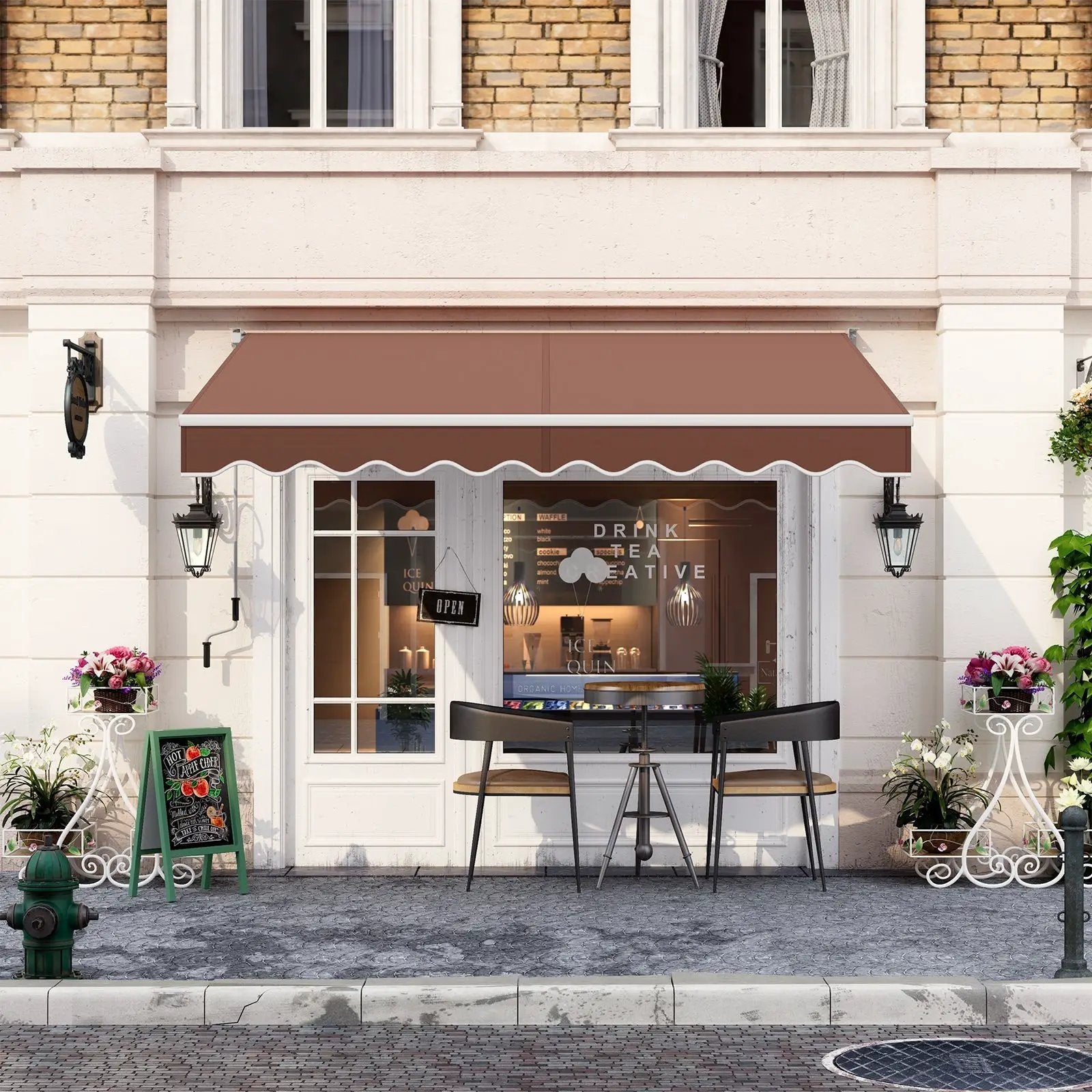 8 x 6.6 Feet Patio Retractable Awning with Manual Crank Handle by DirectDeals