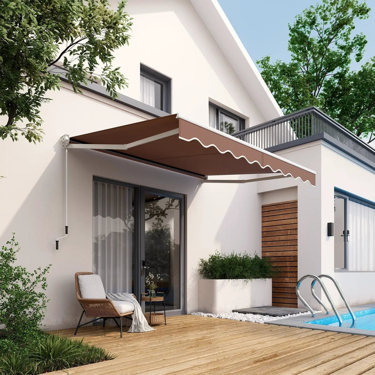 10 x 8.2 Feet Retractable Awning with Easy Opening Manual Crank Handle by DirectDeals