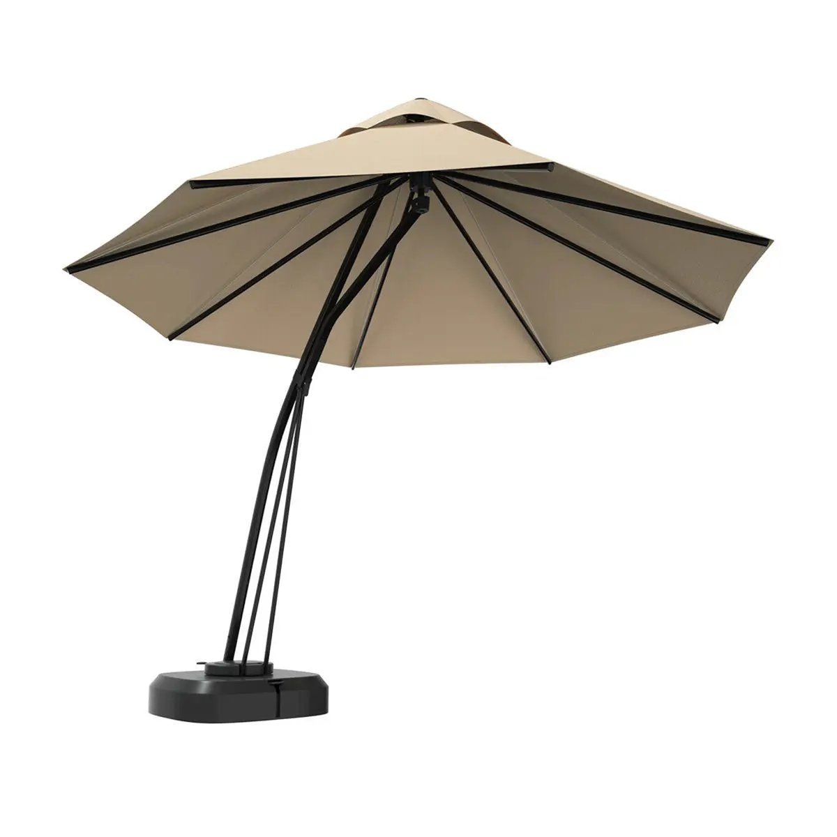 11 Feet Outdoor Cantilever Hanging Umbrella with Base and Wheels by DirectDeals