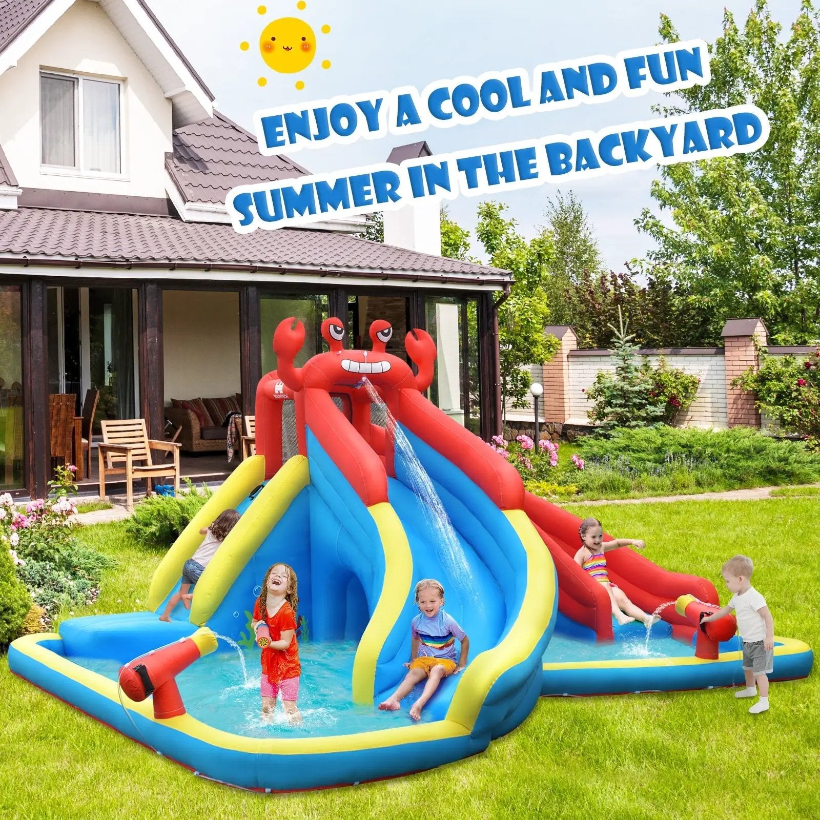 Inflatable Water Slide Crab Dual Slide Bounce House without Blower by DirectDeals