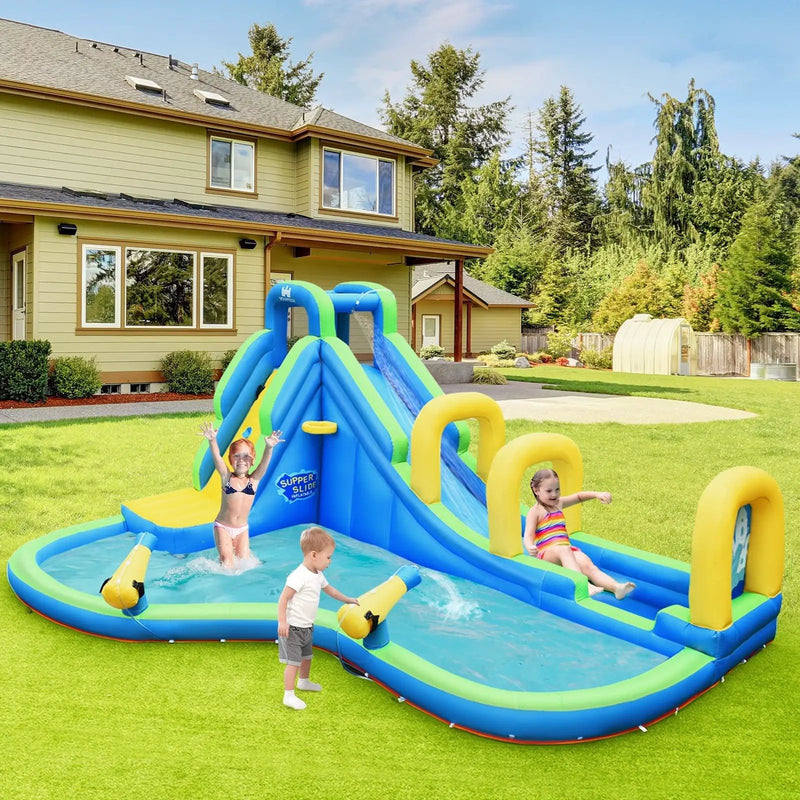 Inflatable Water Slide Kids Bounce House with Water Cannons and Hose Without Blower by DirectDeals