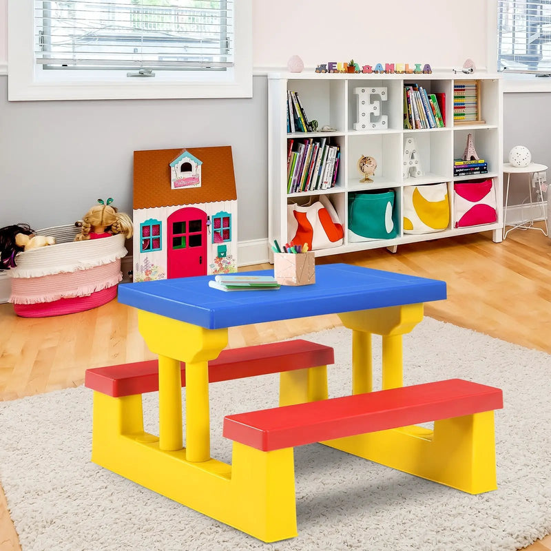Kids Picnic Folding Table and Bench with Umbrella by DirectDeals