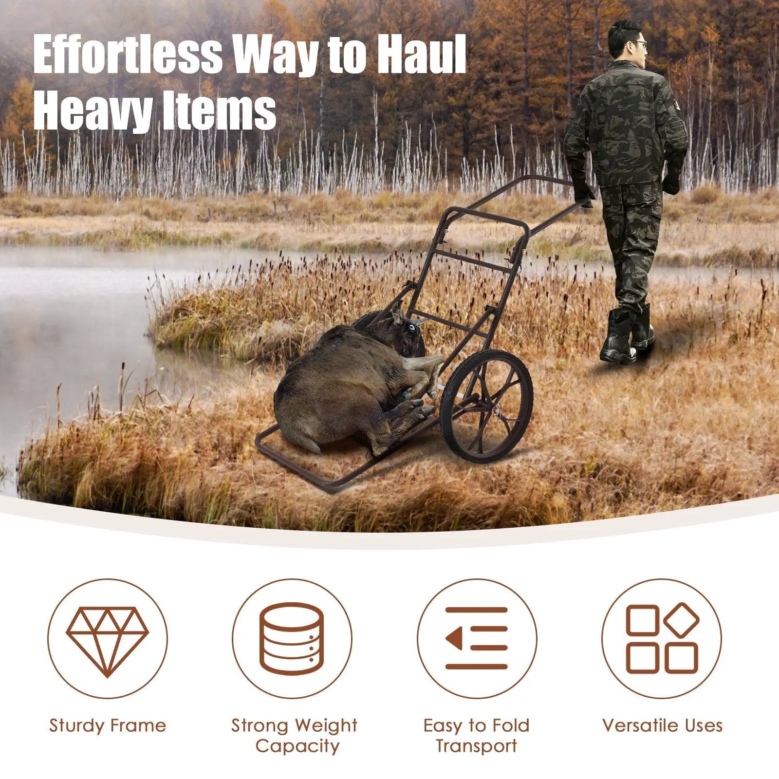 Larger Capacity Folding Deer Game Cart by DirectDeals