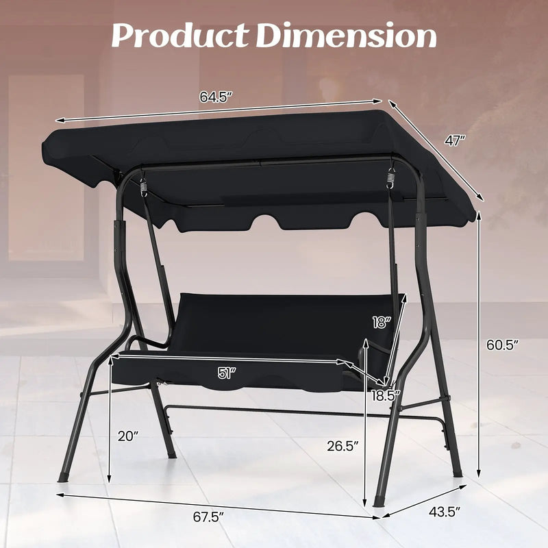 3 Seat Outdoor Patio Canopy Swing with Cushioned Steel Frame-Blue by DirectDeals