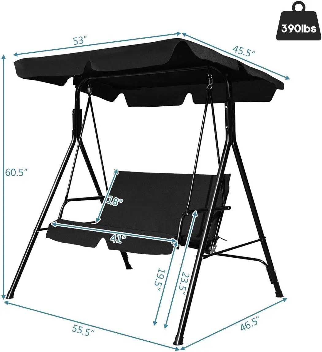 Loveseat Cushioned Patio Steel Frame Swing Glider by DirectDeals