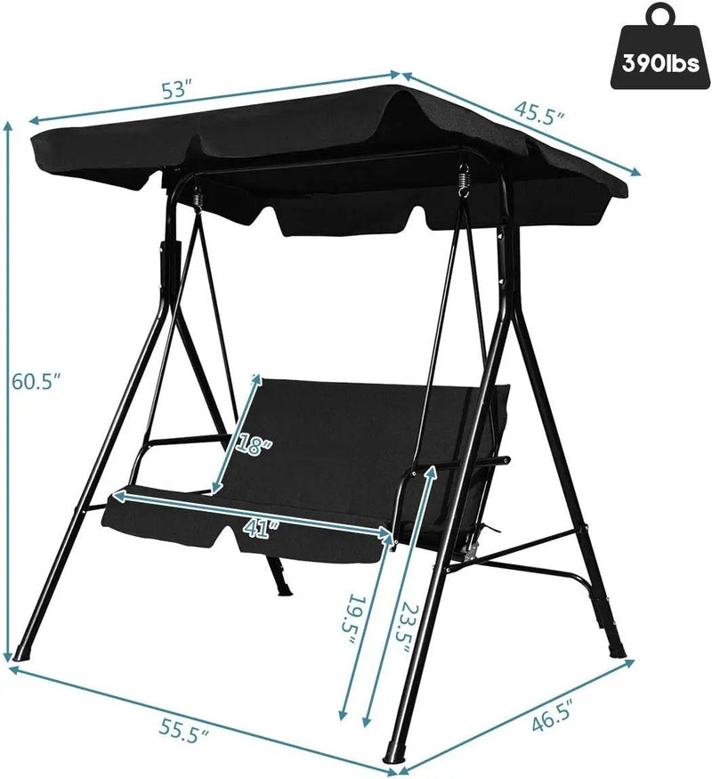 Loveseat Cushioned Patio Steel Frame Swing Glider by DirectDeals
