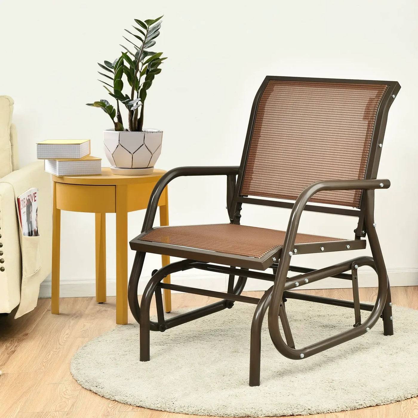 Outdoor Single Swing Glider Rocking Chair with Armrest by DirectDeals