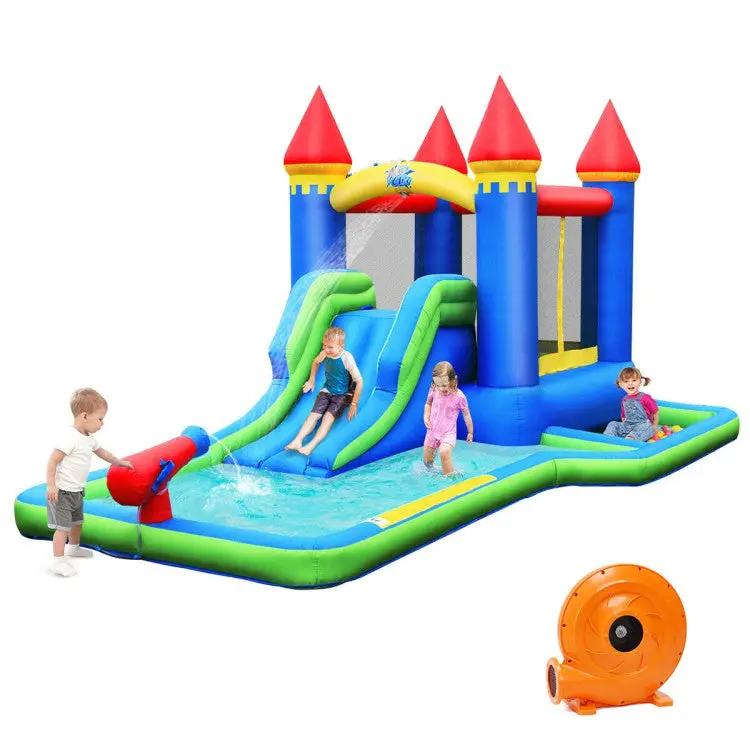 Inflatable Bounce House Castle Water Slide with Climbing Wall and 580W Blower by DirectDeals