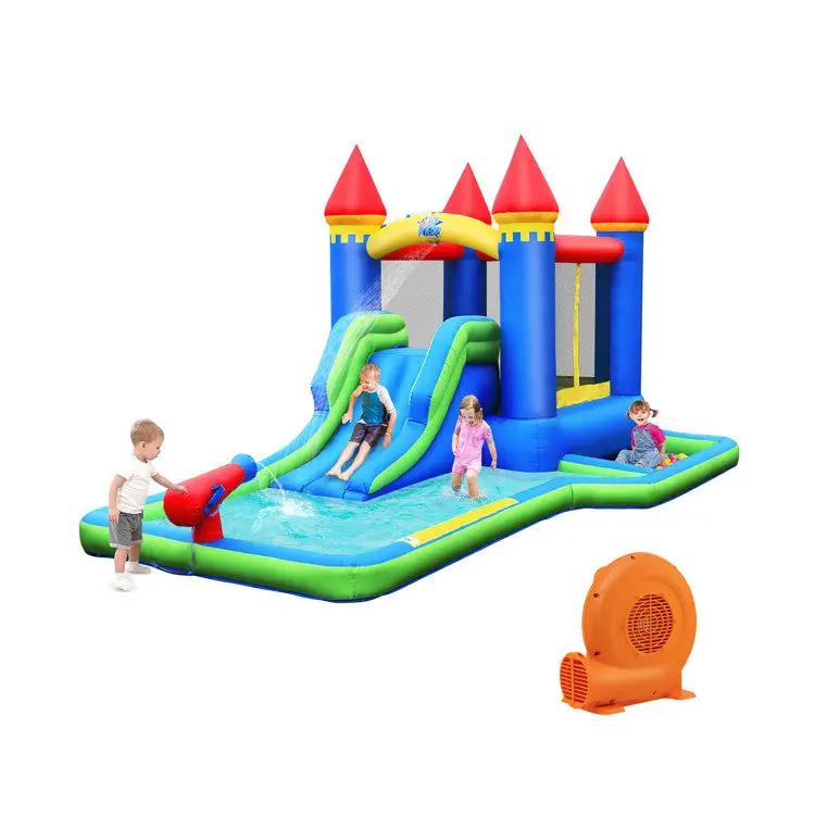 Inflatable Bounce House Castle Water Slide with Climbing Wall and 550W Blower by DirectDeals