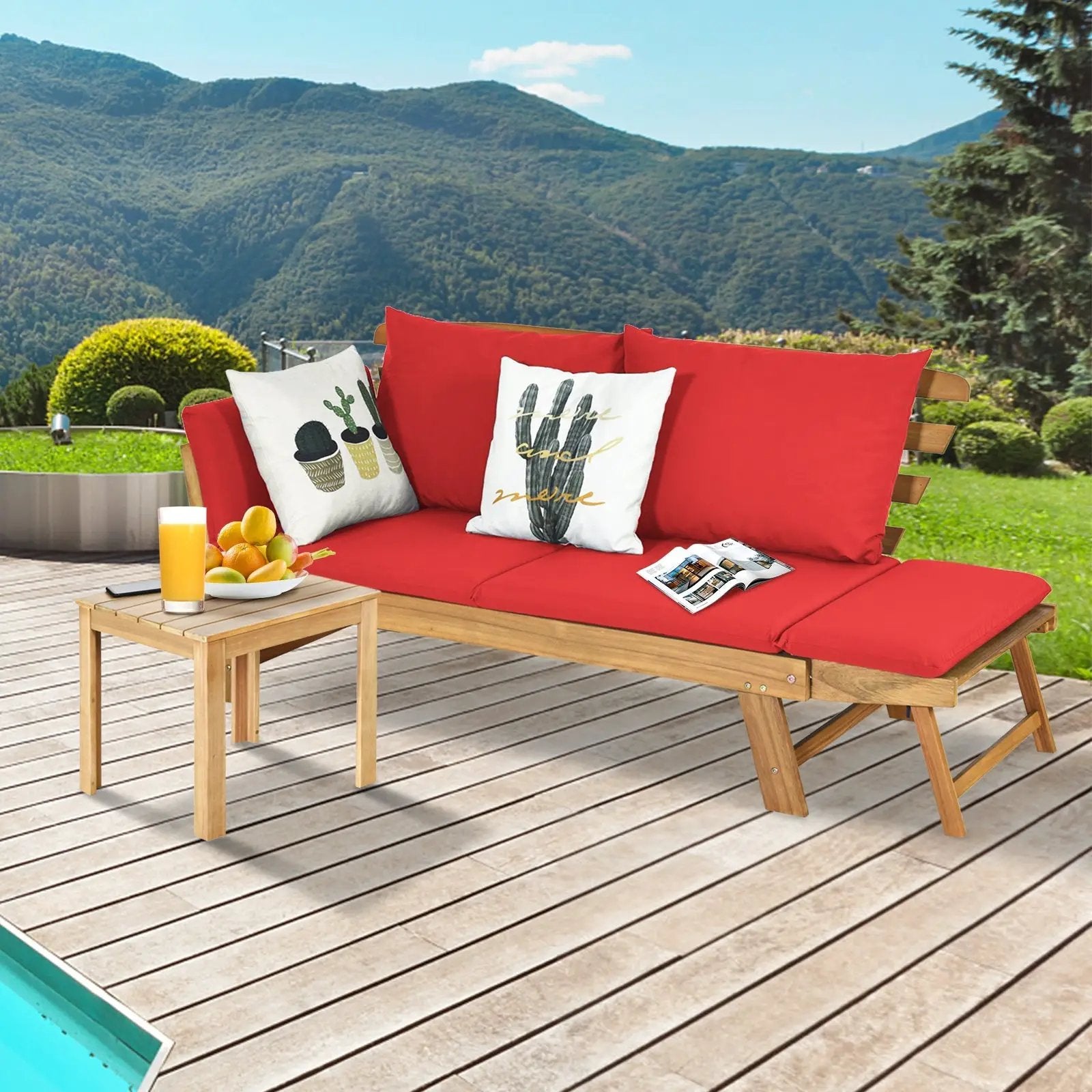Adjustable Patio Convertible Sofa with Thick Cushion by DirectDeals